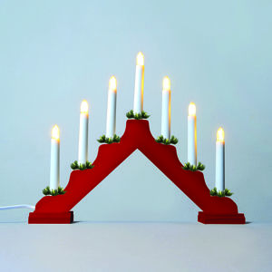 Exihand Adventní svícen 2262-510 dřevěný červený, LED Filament 7x34V/0,2W                      KONST