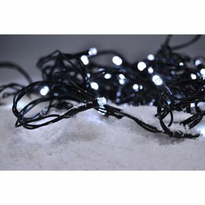 Solight LED venkovní vánoční řetěz, 50LED, 5m, 3m přívod, 8 funkcí, IP44. 3x AA, studená bílá 1V53-W