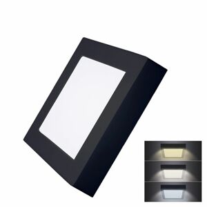Solight LED mini panel CCT, přisazený, 12W, 900lm, 3000K, 4000K, 6000K, čtvercový, černá barva WD171-B