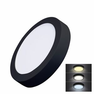 Solight LED mini panel CCT, přisazený, 18W, 1530lm, 3000K, 4000K, 6000K, kulatý, černá barva WD172-B