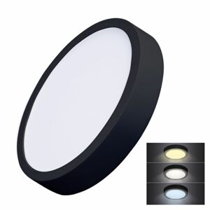 Solight LED mini panel CCT, přisazený, 24W, 1800lm, 3000K, 4000K, 6000K, kulatý, černá barva WD174-B