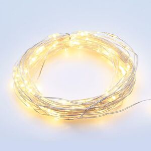 ACA Lighting 12 LED dekorační řetěz WW stříbrný měďený kabel na baterie 2xCR2032 IP20 1.2m+10cm 0.72W X0112113