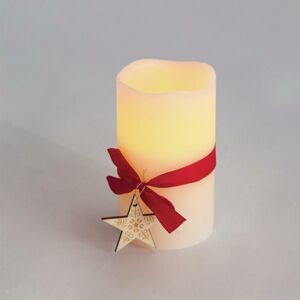 ACA LIGHTING CZECH s.r.o. ACA Lighting vánoční svíčka s červenou stuhou, 1 LED na baterie 2xAA, WW, IP20, pr.7.5x12.5cm X0711117