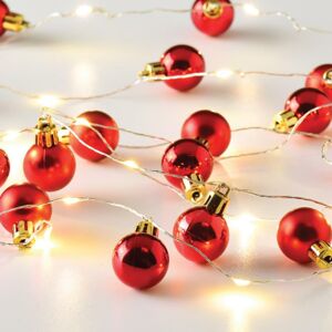ACA LIGHTING CZECH s.r.o. ACA Lighting vánoční girlanda s červenými baňkami 20 LED WW stříbrný měďený drát dekorační řetěz, baterie (2xAA) IP20 190+30cm X13201101