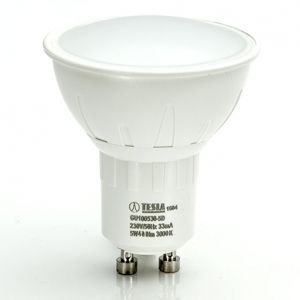 Tesla LED žárovka GU10 5W 230V 400lm 30 000h 3000K Teplá bílá 100° Stmívatelná Teplá bílá