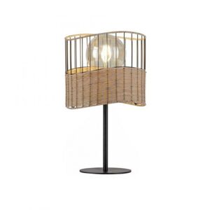 PAUL NEUHAUS LEUCHTEN DIREKT stolní lampa z černého kovu a dřeva v rustikálním vintage stylu