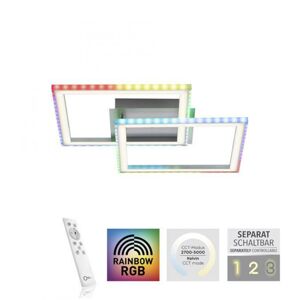 PAUL NEUHAUS LEUCHTEN DIREKT LED stropní svítidlo 44,5x44,5cm, stříbrná barva, otočné, RGB Rainbow, stmívatelné RGB+2700-5000K