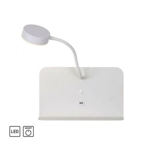 PAUL NEUHAUS LEUCHTEN DIREKT LED nástěnné svítidlo bílé, USB, otočné, šňůrový vypínač 3000K