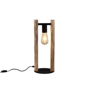 PAUL NEUHAUS LEUCHTEN DIREKT stolní lampa, přírodní dřevo, matná černá, šňůrový vypínač, vintage, moderní