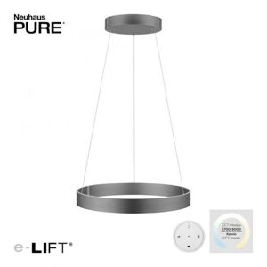 PAUL NEUHAUS LED závěsné svítidlo PURE-E-CLIPSE šedá elektricky nastavitelná výška 2700-5000K PN 2561-15
