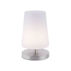 PAUL NEUHAUS LED stolní lampa s ocelovou základnou s decentním bílým podlouhlým stínítkem na lampu 3000K PN 4146-55