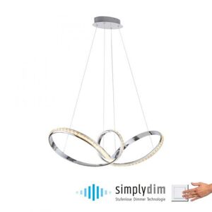 PAUL NEUHAUS LED závěsné svítidlo chrom zakřivené stmívatelné křišťálový design moderní SimplyDim 3000K PN 8222-17